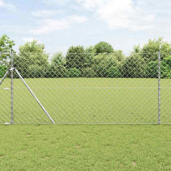 ARDEBO.de - Kettenzaun mit 7 Pfosten 1,4x10 m Verzinkter Stahl