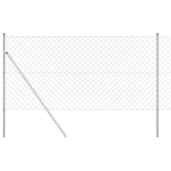 Kettenzaun mit 7 Pfosten 1,4x10 m Verzinkter Stahl