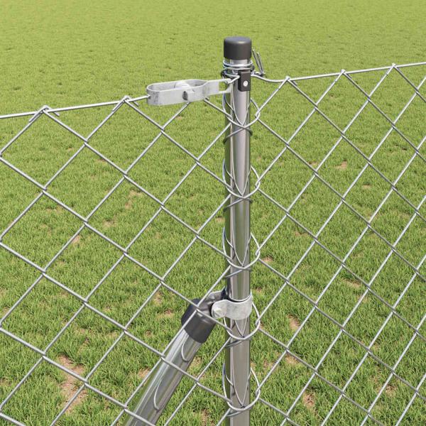 Kettenzaun mit 7 Pfosten 1,4x10 m Verzinkter Stahl
