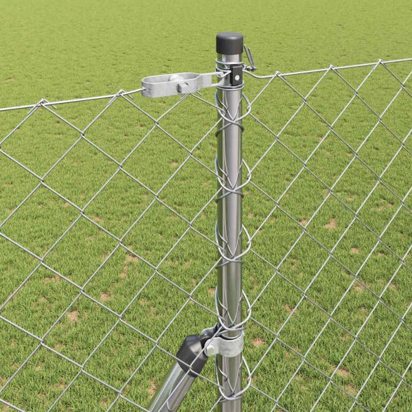 Drahtzaun mit 7 Pfosten 1,5x10 m verzinkter Stahl