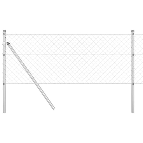 Kettenglied Zaun mit 13 Pfosten 0.4x25 m Verzinkter Stahl