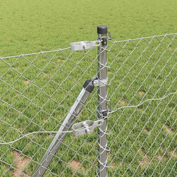 Kettenzaun mit 13 Pfosten 0,8x25 m Verzinkter Stahl