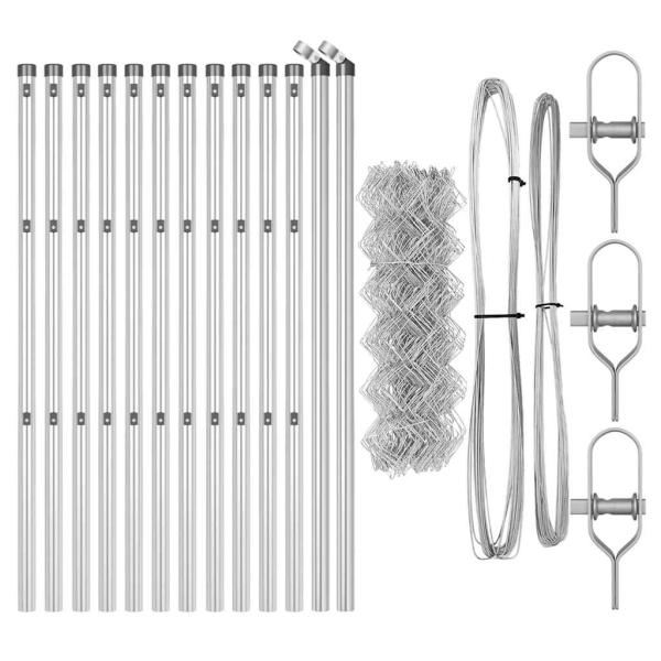 Kettenzaun mit 13 Pfosten 0,8x25 m Verzinkter Stahl