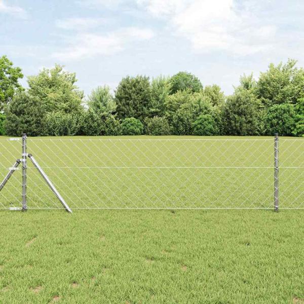 ARDEBO.de - Kettenschutzzaun mit 13 Pfosten 0,6x25 m Verzinkter Stahl
