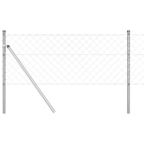 Kettenschutzzaun mit 13 Pfosten 0,6x25 m Verzinkter Stahl