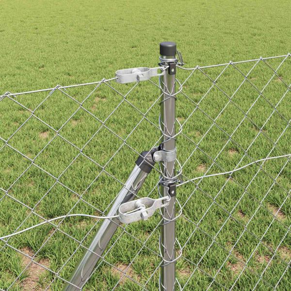 Kettenschutzzaun mit 13 Pfosten 0,6x25 m Verzinkter Stahl