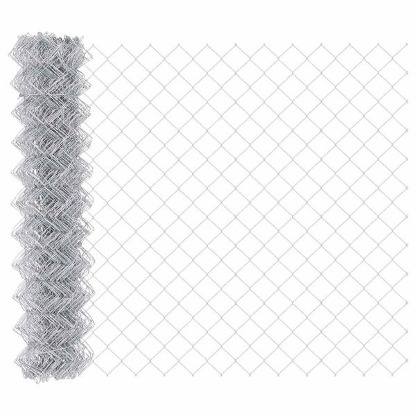 Kettenzaun mit 13 Pfosten 1,2x25 m Verzinkter Stahl