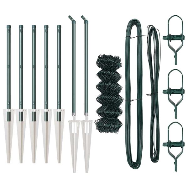 Stahlgitterzaun mit 7 Spike-Pfosten 0.4x10 m verzinkter Stahl