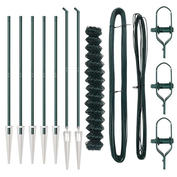 Kettenzaun mit 7 Spike-Pfosten 1,6x10 m aus galvanisiertem Stahl