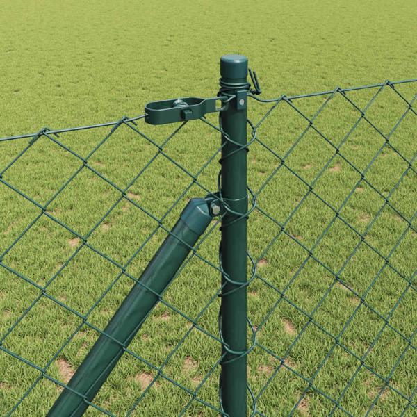 Kettenzaun mit 7 Spike-Stangen 1,2x10 m Galvanisierter Stahl