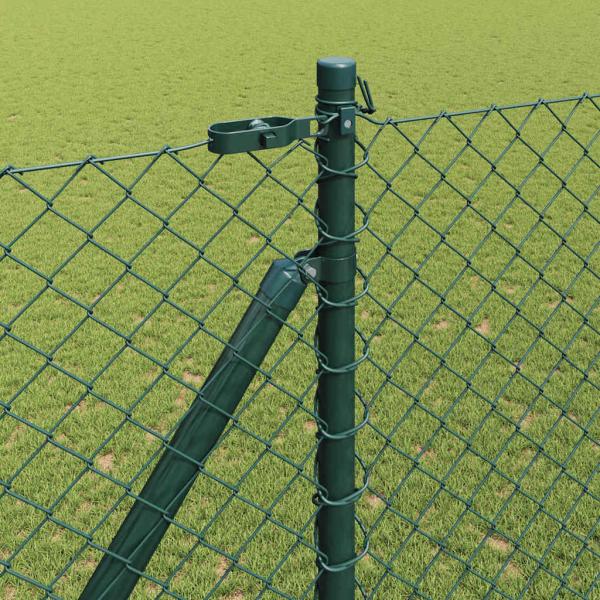 Maschendrahtzaun mit 7 Spike-Posten 1,5 x 10 m Verzinkter Stahl