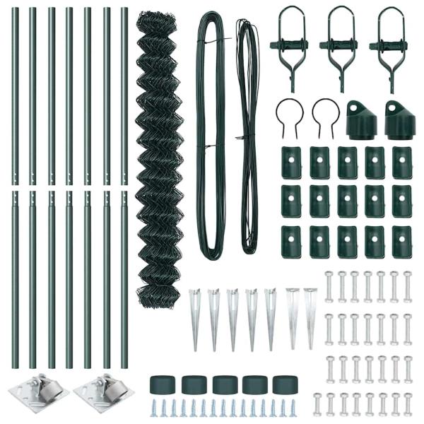 Maschendrahtzaun mit 7 Spike-Posten 1,5 x 10 m Verzinkter Stahl
