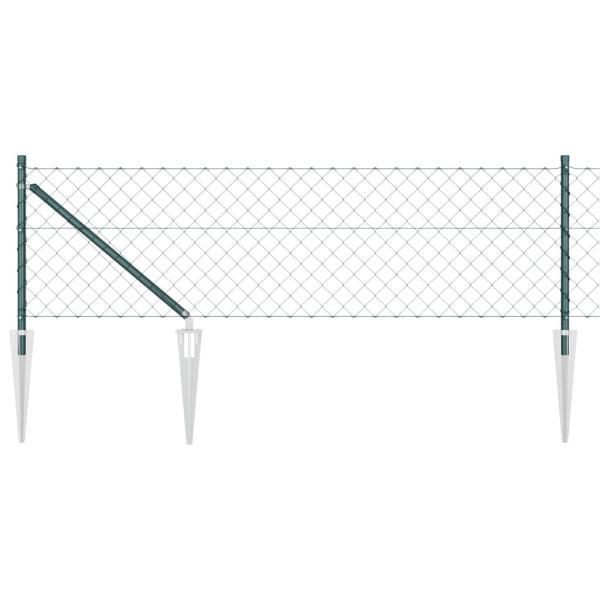 Kettenzaun mit 13 Spike-Pfosten 0.8x25 m aus galvanisiertem Stahl