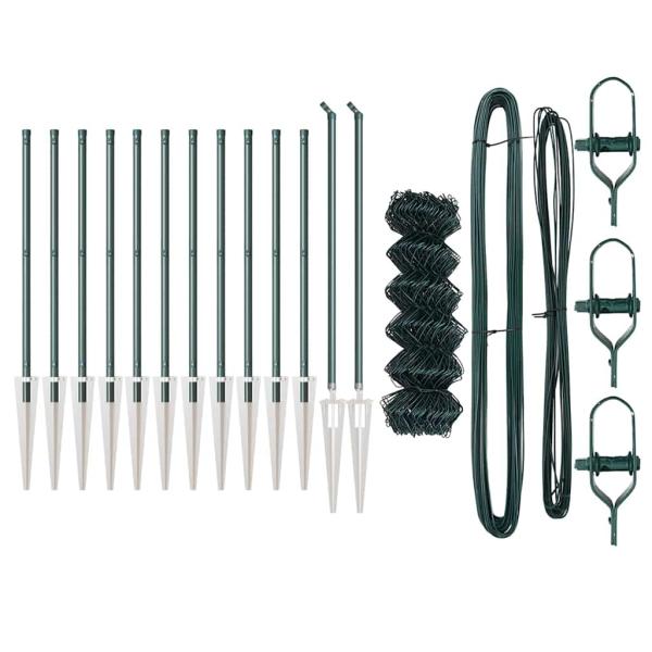Kettenzaun mit 13 Spike-Pfosten 0.8x25 m aus galvanisiertem Stahl