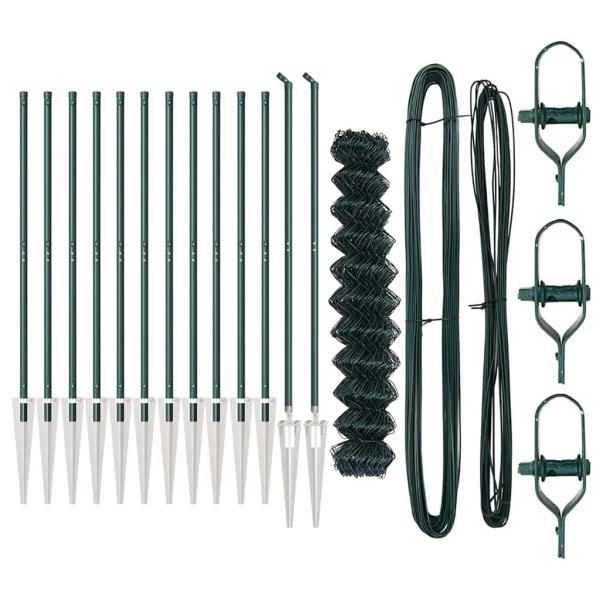 Kettenzaun mit 13 Spike-Posts 1x25 m Galvanisierter Stahl