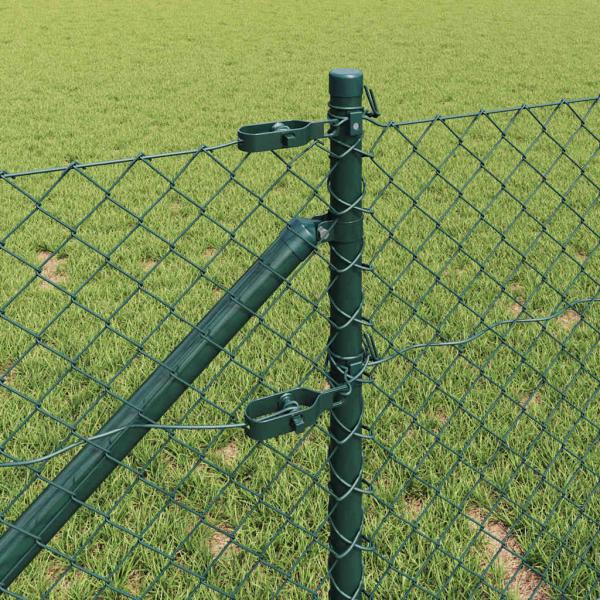 Kettengliedzaun mit 13 Spike-Posts 0.4x25 m verzinkter Stahl