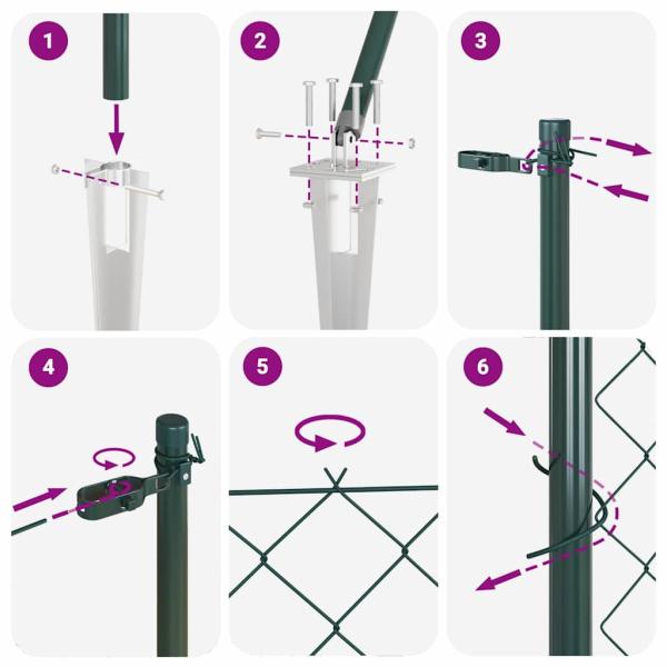 Kettengliedzaun mit 13 Spike-Posts 0.4x25 m verzinkter Stahl