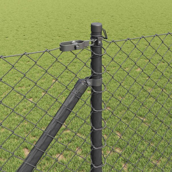 Kettenzaun mit 7 Spitzpfosten 1,2x10 m Verzinkter Stahl
