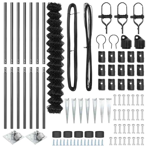 Kettengliedzaun mit 7 Spike-Posts 1,6 x 10 m verzinkter Stahl