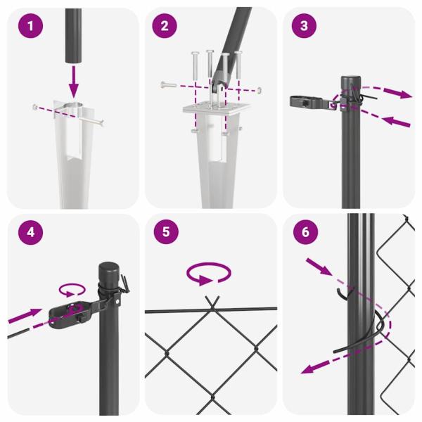 Kettenzaun mit 7 Spike-Posts 0.6x10 m Feuerverzinkter Stahl