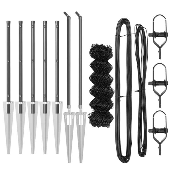 Kettenzaun mit 7 Spike-Posts 0.6x10 m Feuerverzinkter Stahl