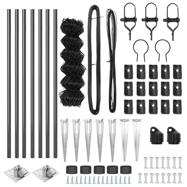 Kettenzaun mit 7 Spike-Posts 0.6x10 m Feuerverzinkter Stahl