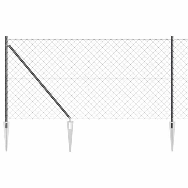 Kettenzaun mit 7 Spike-Posten 1,2 x 10 m verzinkter Stahl