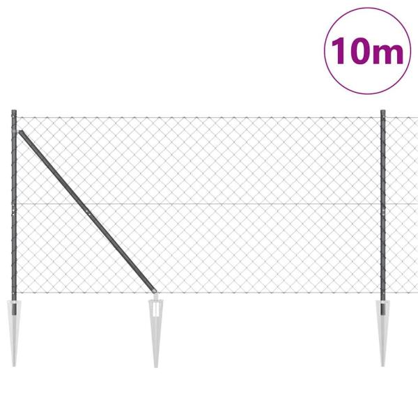 Kettenzaun mit 7 Spike-Posten 1,2 x 10 m verzinkter Stahl