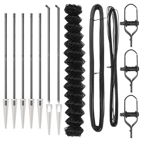 Drahtzaun mit 7 Spike-Pfosten 1,6x10 m feuerverzinkter Stahl