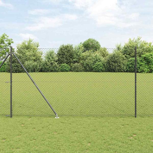 ARDEBO.de - Kettengliedzaun Set von 2 Grau Stahl 25 x 1,5 m Robust