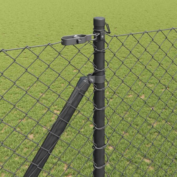 Kettengliedzaun Set von 2 Grau Stahl 25 x 1,5 m Robust