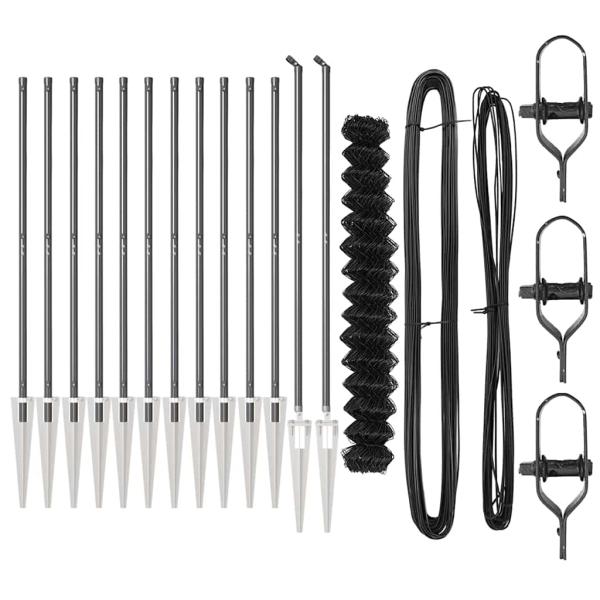Kettengliedzaun Set von 2 Grau Stahl 25 x 1,5 m Robust