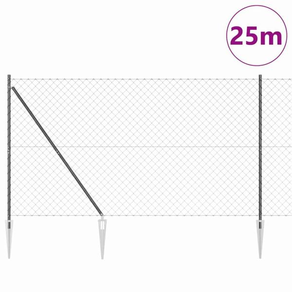 Stahlzaun mit Spitzen 25 x 1,5 m PVC-beschichteter Stahl Grau
