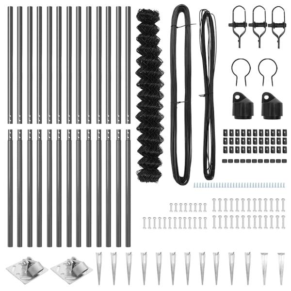 Kettengliedzaun Set von 2 Grau Stahl 25 x 1,5 m Robust