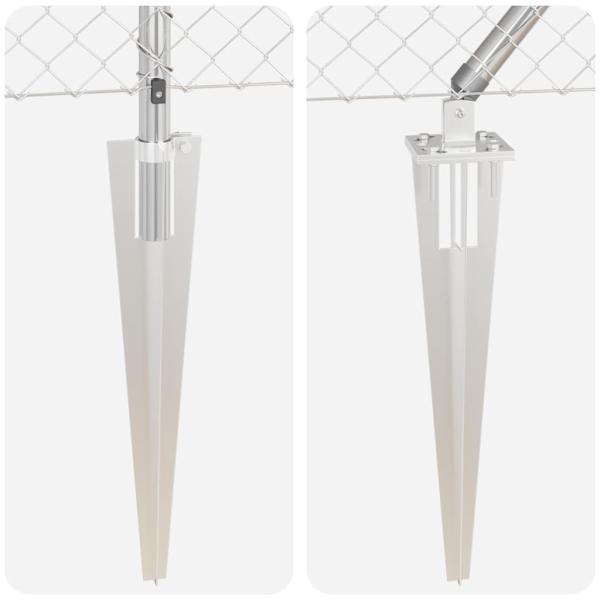 Kettenzaun mit 7 Spike-Posten 1,5x10 m aus verzinktem Stahl