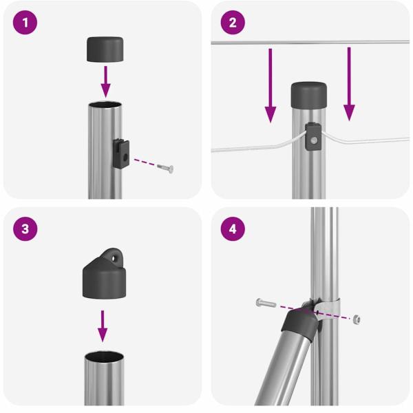 Kettengliedzaun mit 7 Spike-Pfosten 0,6 x 10 m aus verzinktem Stahl