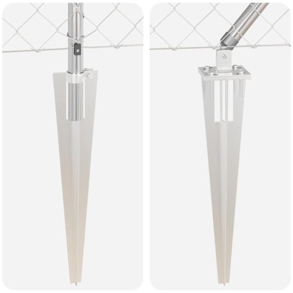 Kettengliedzaun mit 7 Spike-Posten 1.5x10 m aus verzinktem Stahl