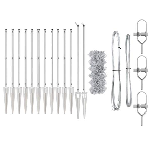 Mäuseringezaun mit 13 Spike-Posten 0,8 x 25 m galvanisierter Stahl