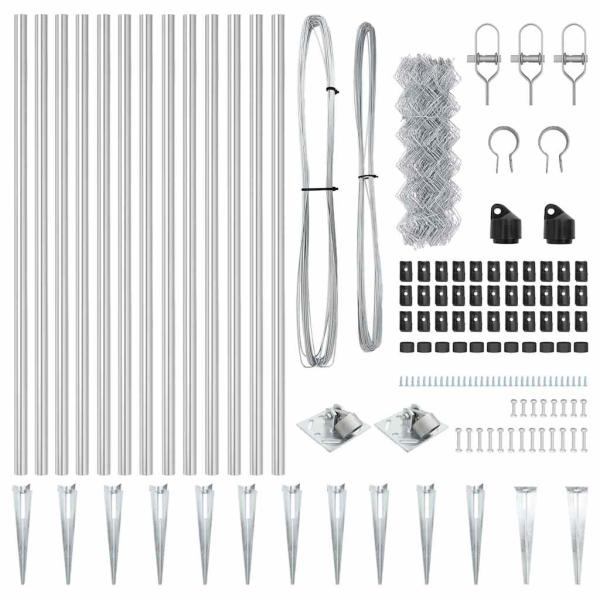 Mäuseringezaun mit 13 Spike-Posten 0,8 x 25 m galvanisierter Stahl