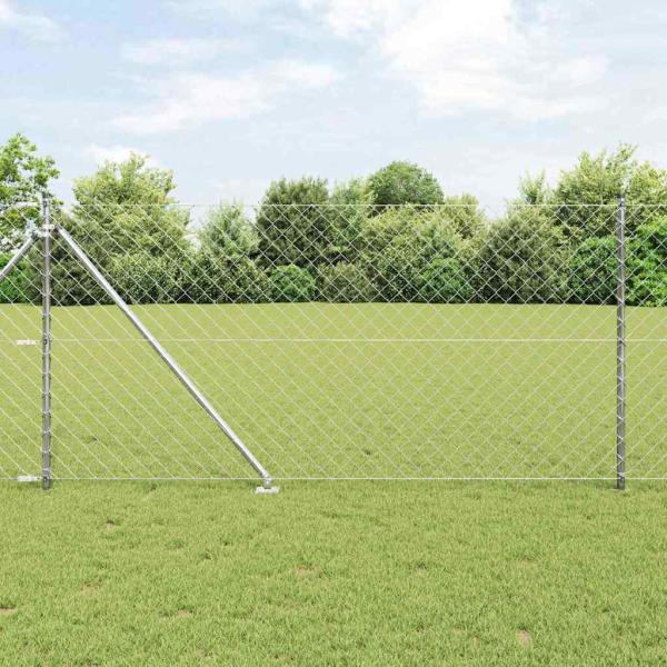 ARDEBO.de - Kettenzaun Set von 2 Galvanisierter Stahl 25 x 1 m Erweiterbar