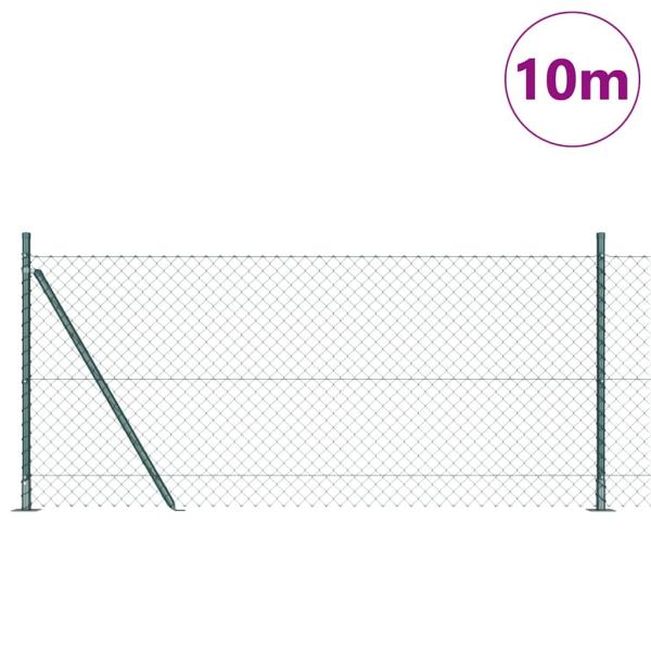 Kettengliedzaun mit 7 Flanschpfosten 0,8 x 10 m aus galvanisiertem Stahl