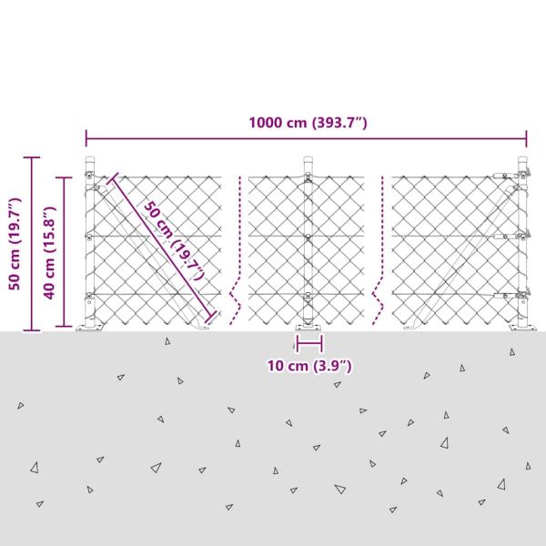 Drahtzaun mit 7 Flanschen 0,4x10 m verzinkter Stahl
