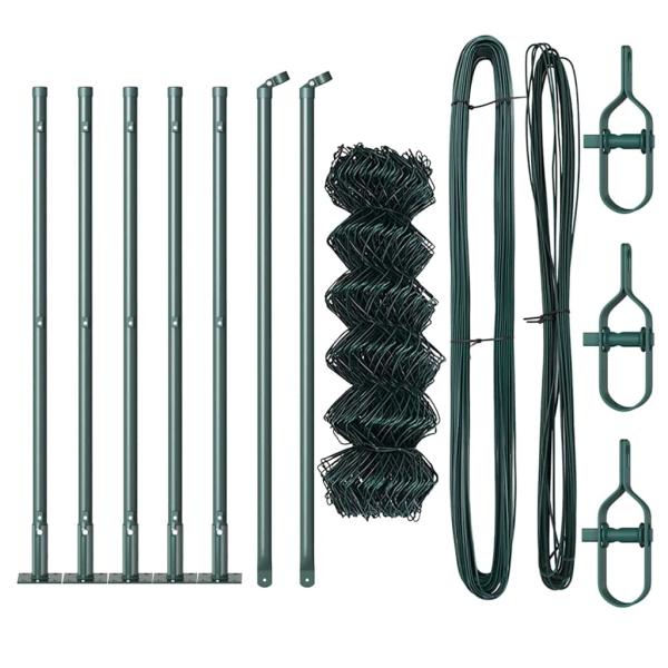 Kettengliedzaun mit 7 Flanschen 0.6x10 m feuerverzinkter Stahl