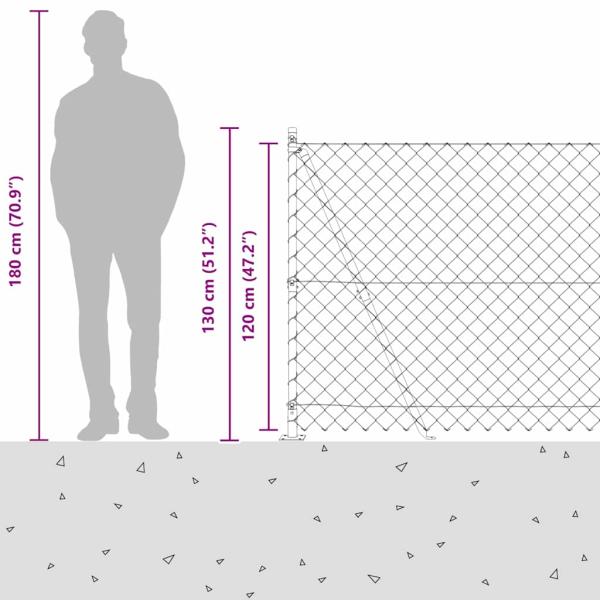 Drahtzaun mit 7 Flanschpfosten 1,2 x 10 m Verzinkter Stahl