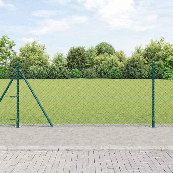 ARDEBO.de - Kettengitterzaun mit 13 Flanschpfosten 1x25 m Verzinkter Stahl