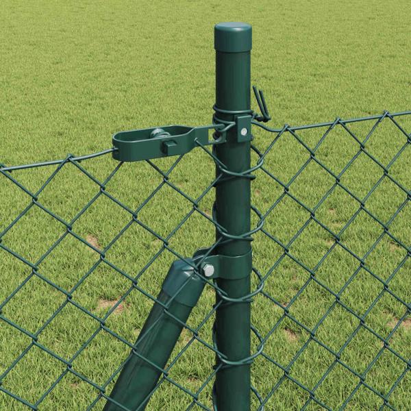 Kettengliedzaun 2er Set Grün Pulverbeschichteter Stahl 0,8 x 25 m