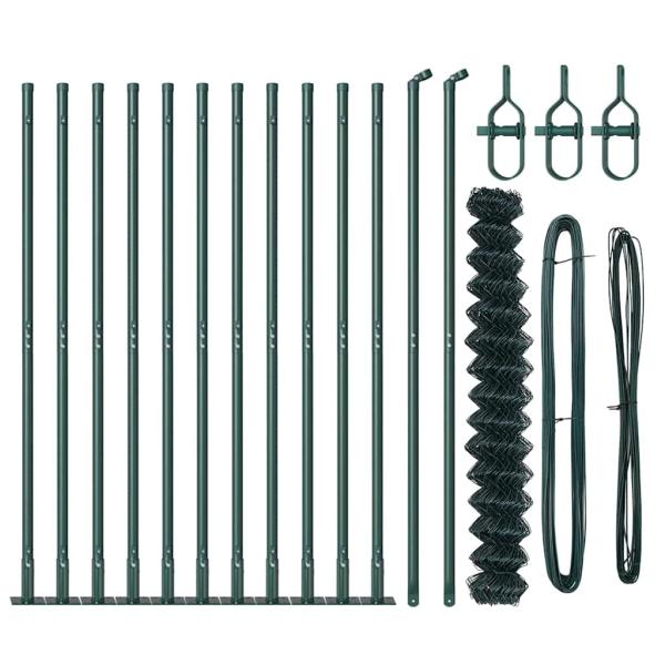 Maschendrahtzaun Set aus 2 Grün Metall, beschichteter Draht Groß