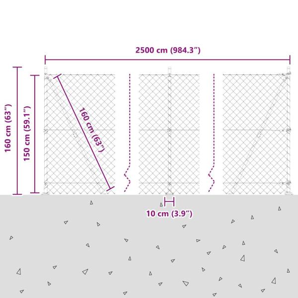 Maschendrahtzaun mit Betonsockel 1,5 x 25 m Grün Netz