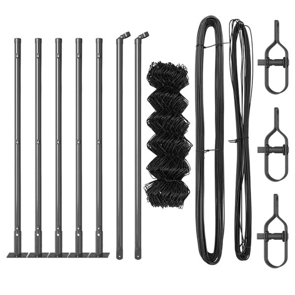 Kettengliedzaun mit Betonbasis 10 x 0,6 m Grau Netz