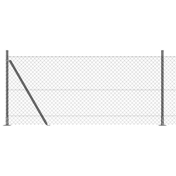 Kettengliedzaun mit 7 Flanschposten 0,8x10 m aus galvanisiertem Stahl